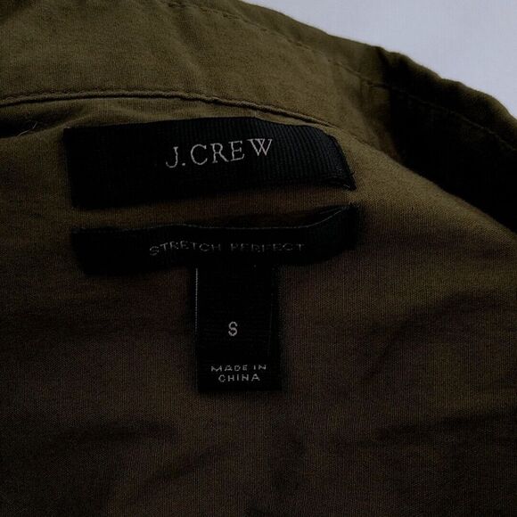 J Crew Womens sz S Top Green Button Front Long Sleeve Collared Stretch Perfect - Picture 3 of 4